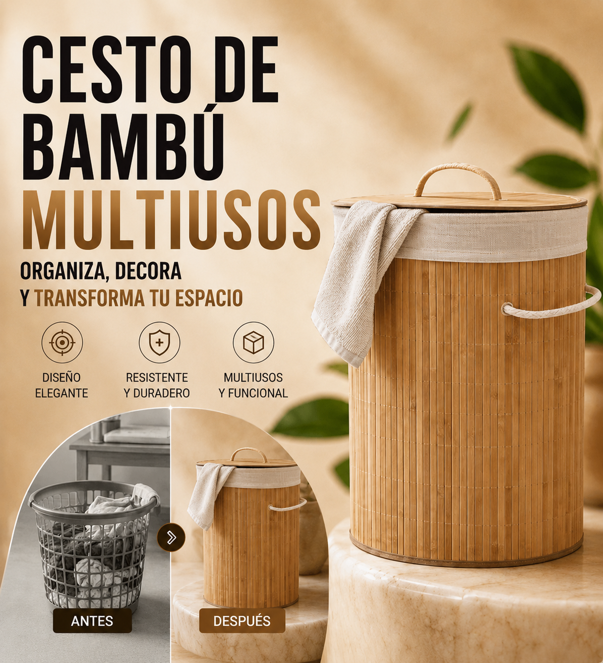 Cesto de Bambú Multiusos